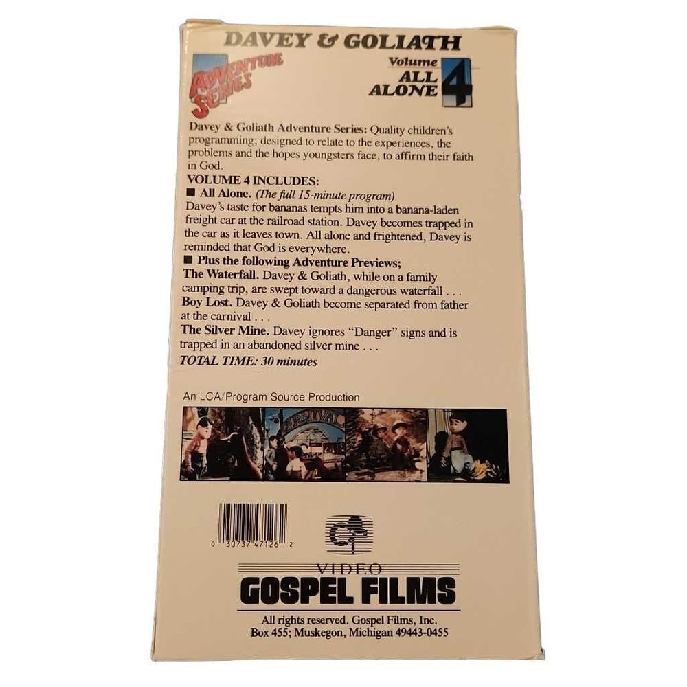 Vintage VHS Adventure Series Volume 4 All Alone Davey & Goliath - Picture 3 of 4